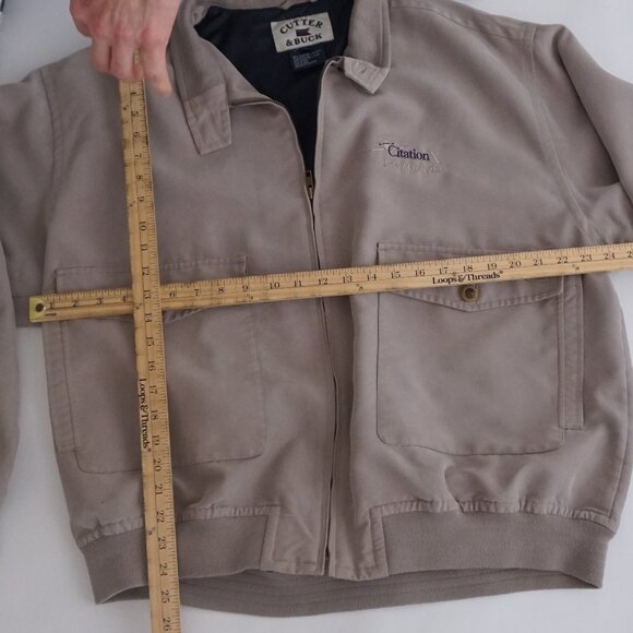 Vintage '90S Cutter And Buck Taupe Citation X Jet Zip Up Bomber Jacket Large - Picture 7 of 9